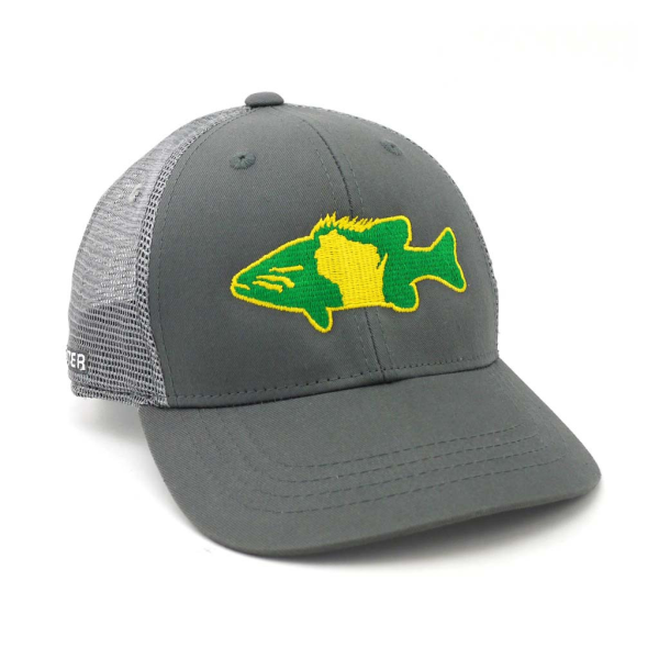 Rep Your Water Hat - Smallmouth Bass Wisconsin Gray Rep Your Water Hat - Smallmouth Bass Wisconsin Gray