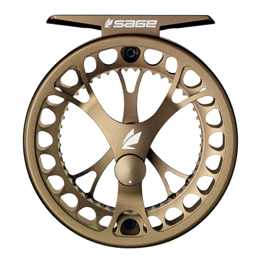 New Sage CLICK fly fishing reel with ultra-large arbor for quick line retrieval and enhanced control.