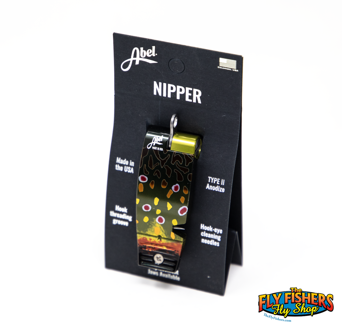 Abel Nipper Native Brook Trout / Olive in packaging