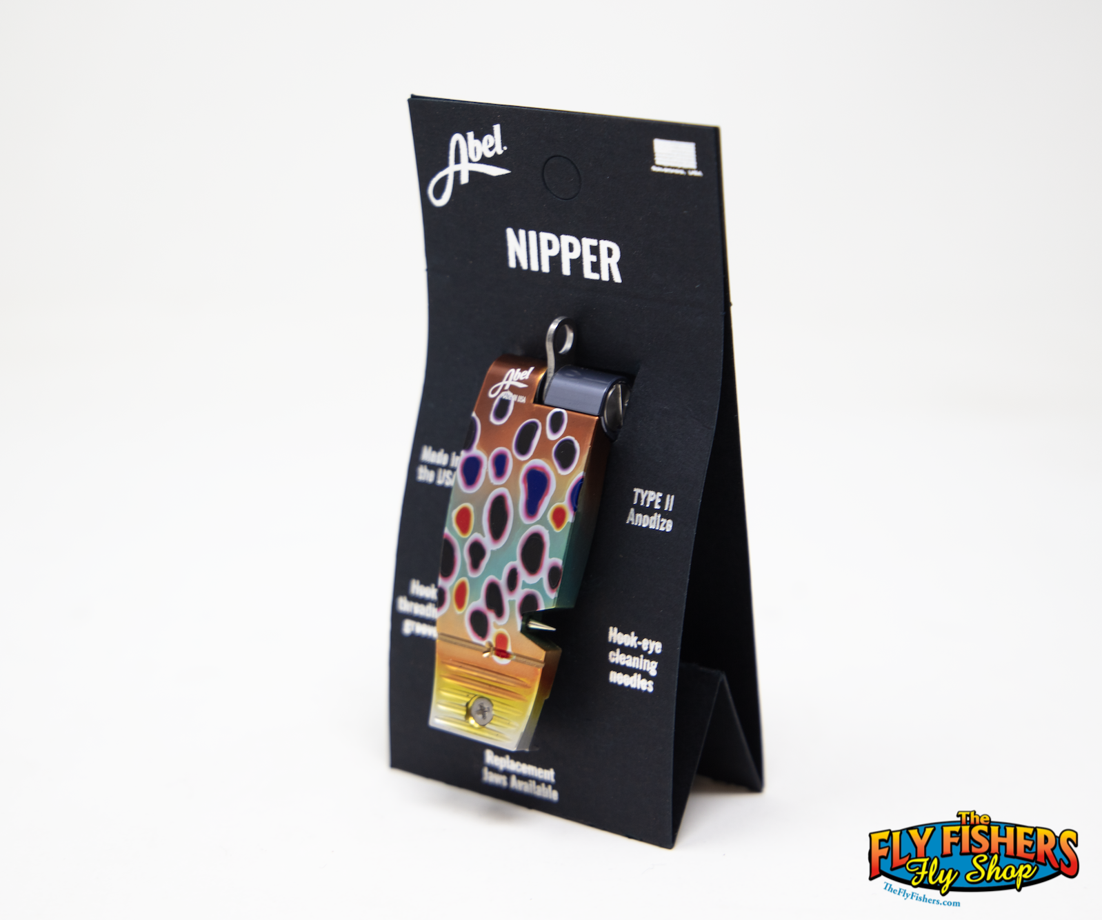 Brown trout side of Abel Nippers in packaging