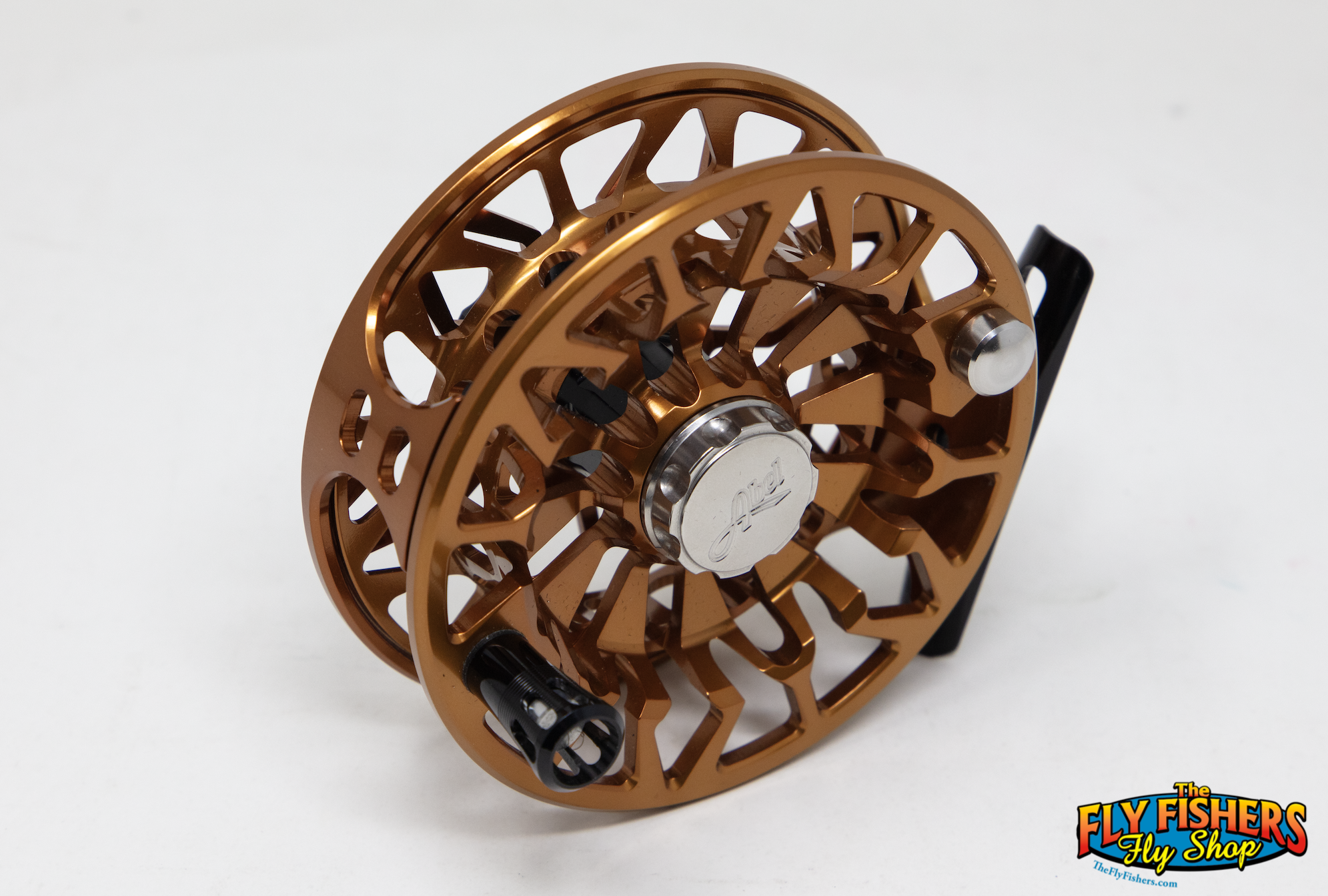 Spool side view of Abel SDF 6/7 Fly Reel - Custom Shop Bronze/Black/Black