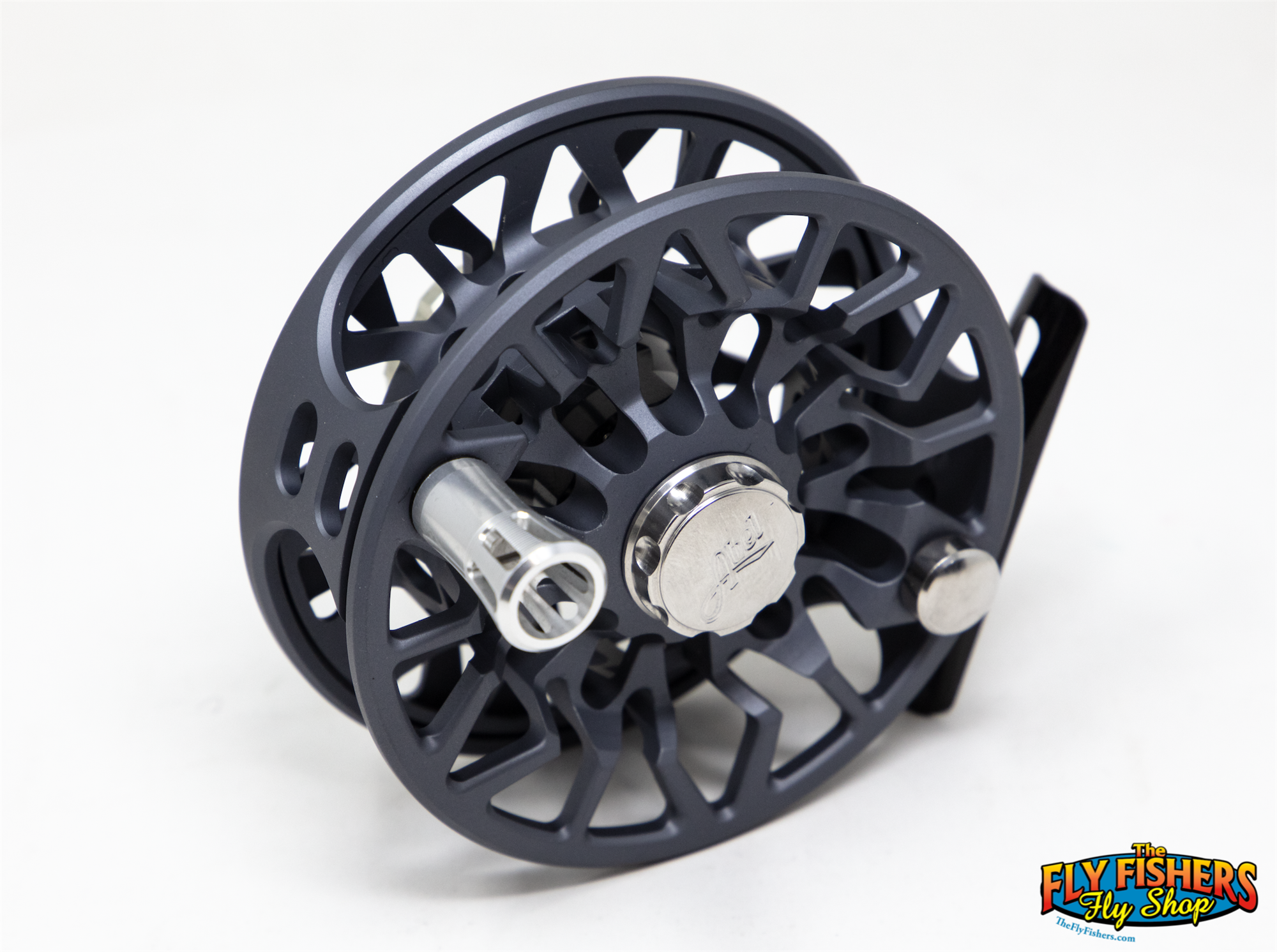 Back of Abel SDS 7/8 Fly Reel - Custom Shop Satin Slate Grey with Bonefish Drag Knob