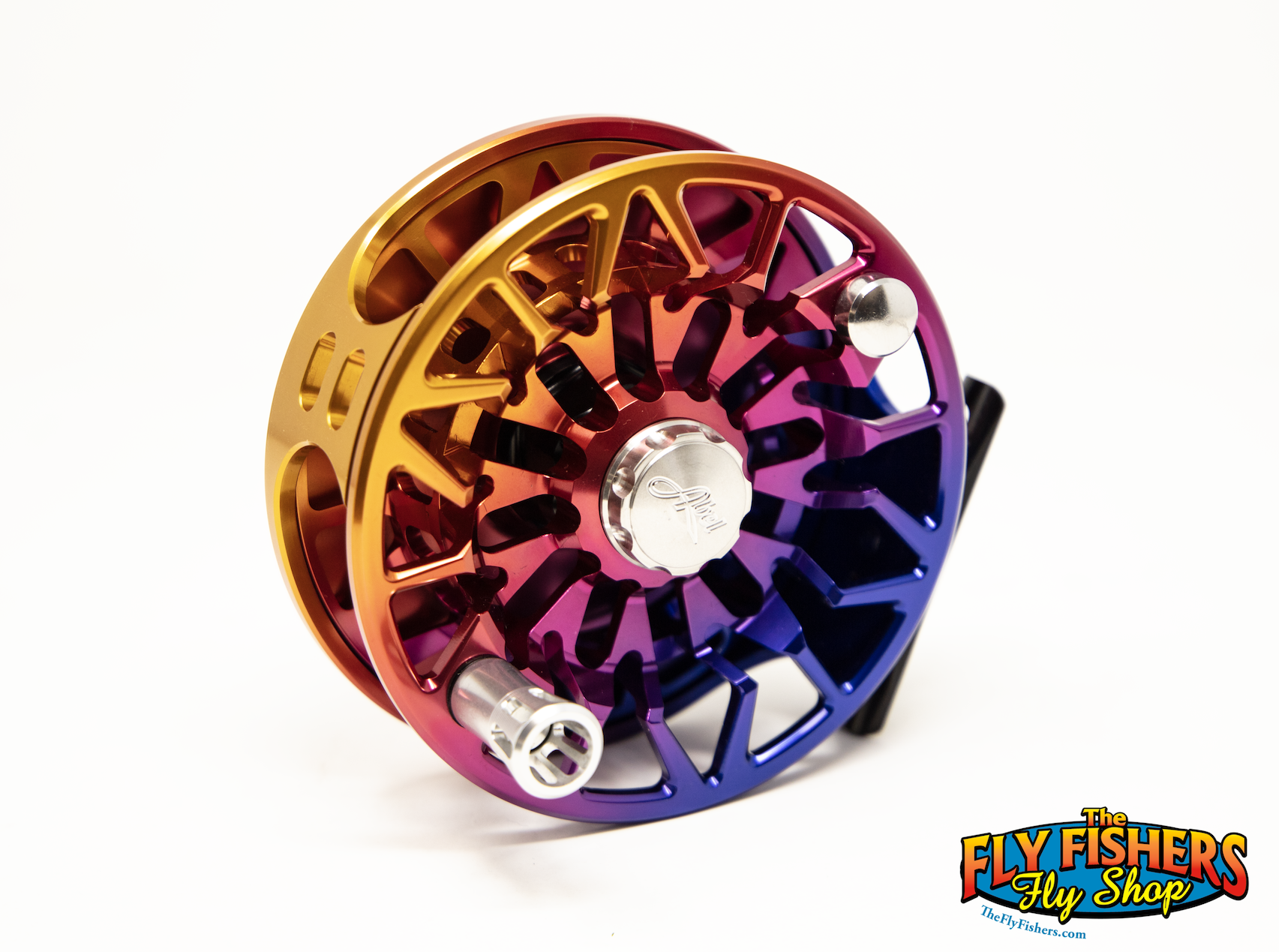 Spool side view of the Abel SDS 9/10 Sunset Slammin Fly Reel For Saltwater Fly Fishing
