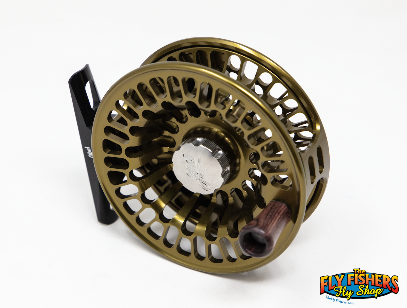 Spool angle view of Abel TR 4/5 Fly Reel - Custom Shop Dark Olive Larko Babbling Brook