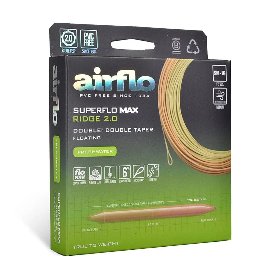 Premium double taper fly line Airflo Superflo Max Ridge 2.0 for dry fly and nymph fishing
