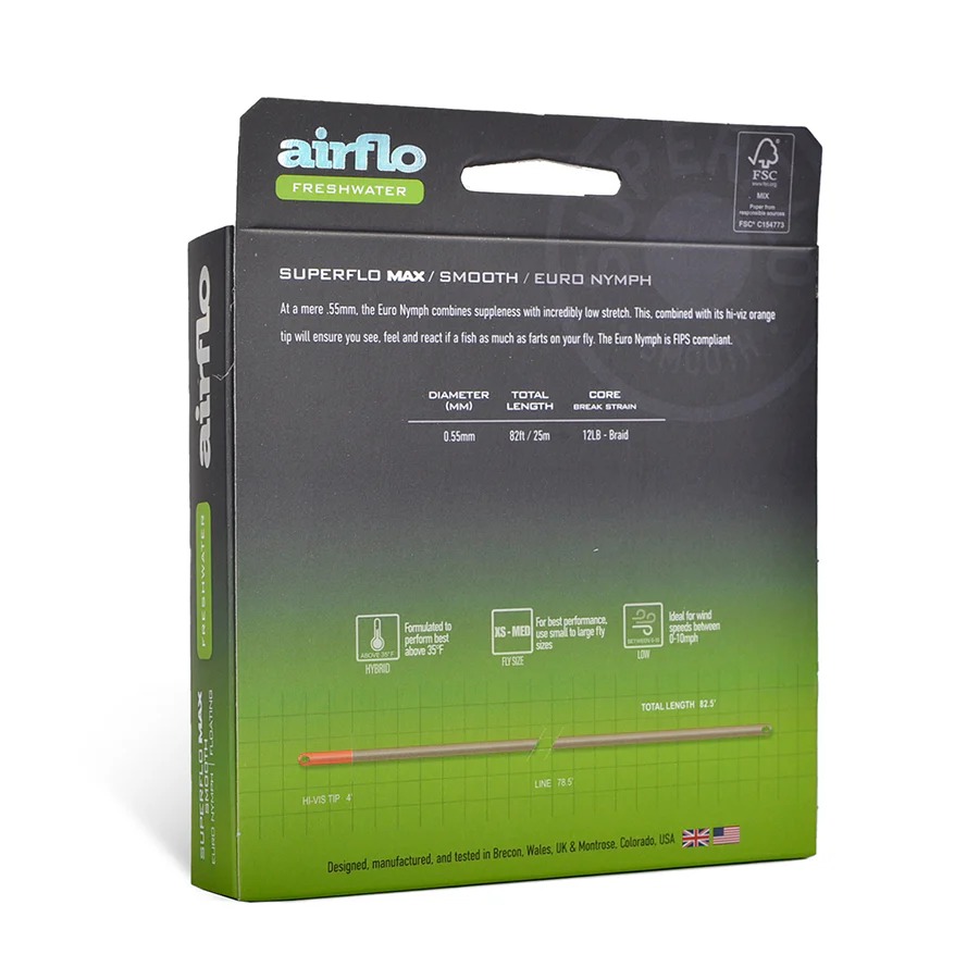 Airflo Superflo Max Smooth Euro Nymph Line designed for competition nymphing and trout fishing