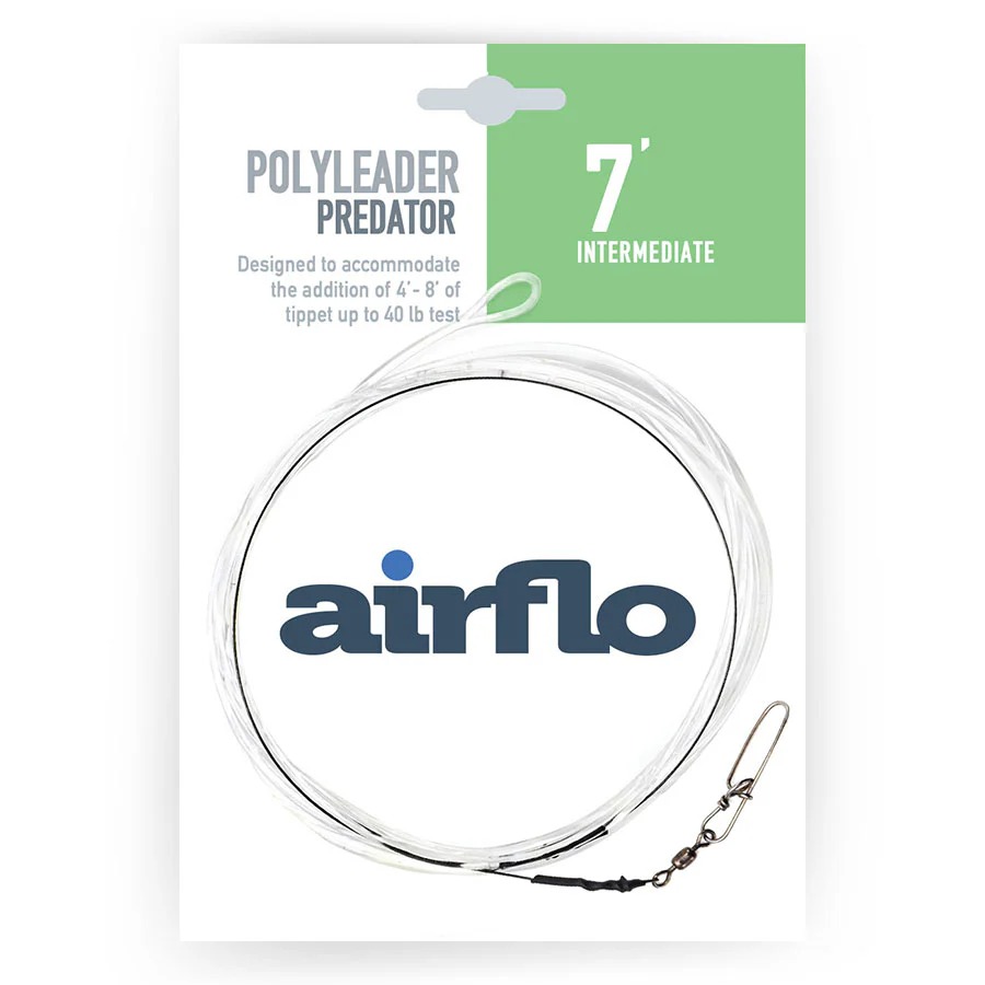 Airflo Titanium Predator Polyleader 7-foot clear intermediate fly fishing leader with titanium bite tippet and snap swivel for p