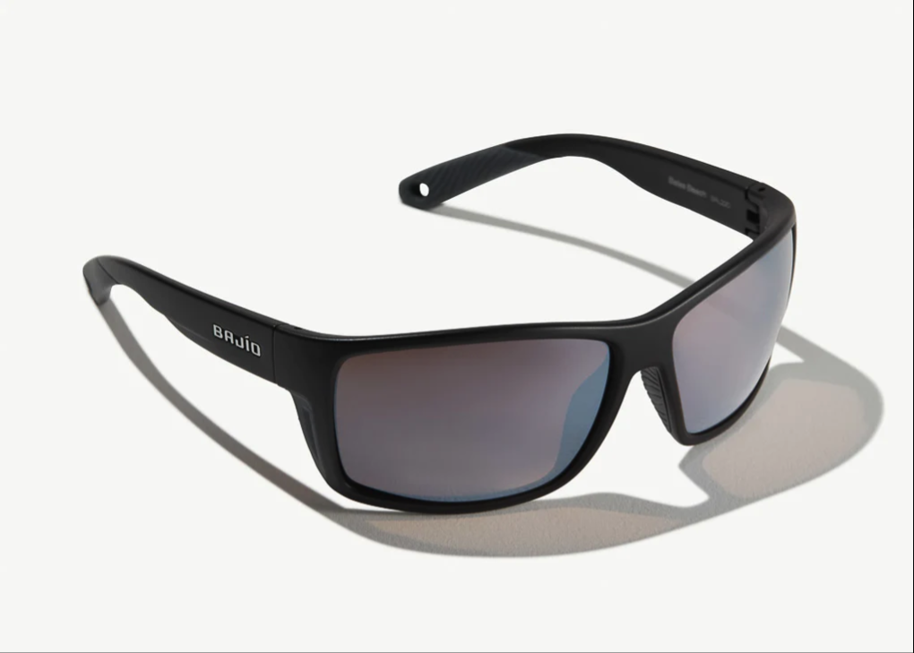 Bajio Bales Beach Matte Black Silver Mirror Fishing Sunglasses