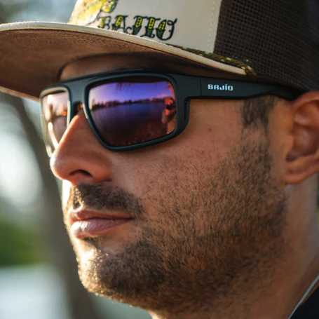 Side view of man wearing Bajio Greenland Polarized Sunglasses.