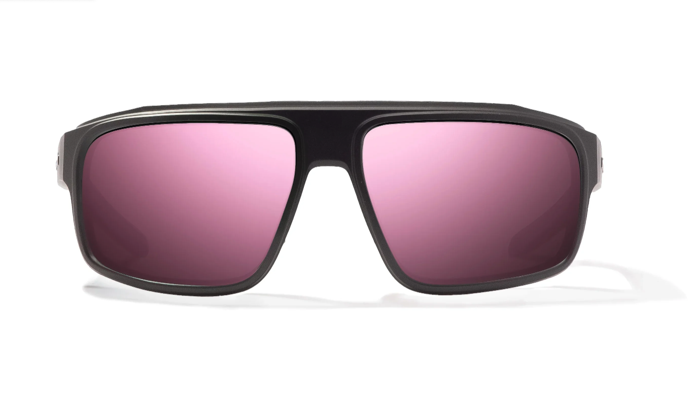 Bajio Greenland Polarized Sunglasses Matte Black Rose Mirror color front view