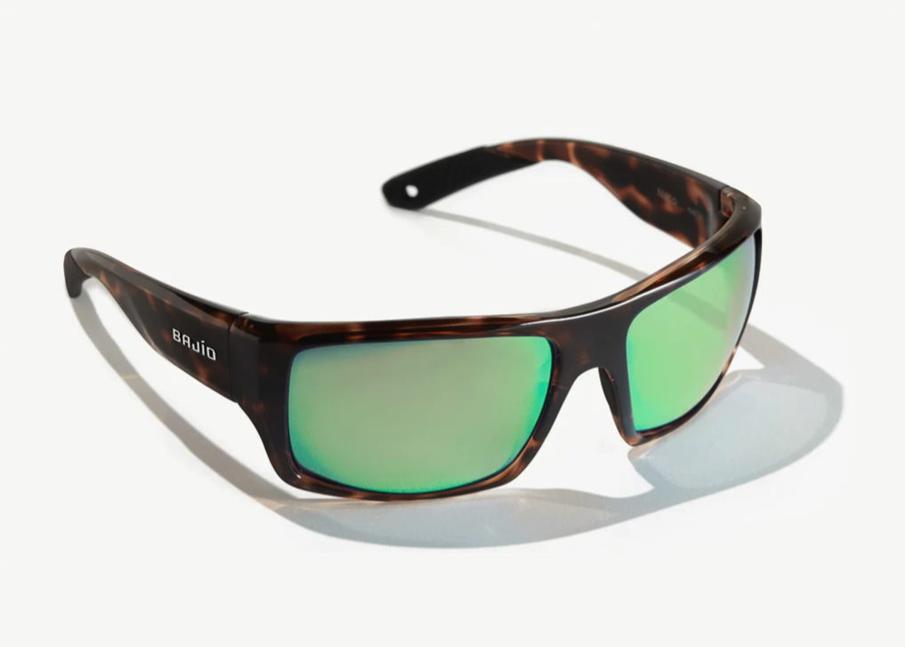 Bajio Nato Brown Tortoise Green Mirror Fishing Sunglasses