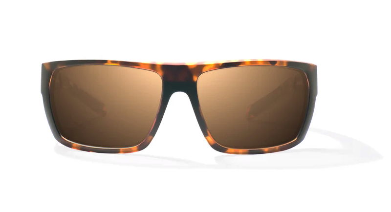 Front view of  Bajio Palometa Polarized Sunglasses Brown Tortoise Copper lense