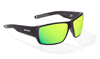 Bajio Vega Polarized Sunglasses with Matte Black frame and Green Mirror lens