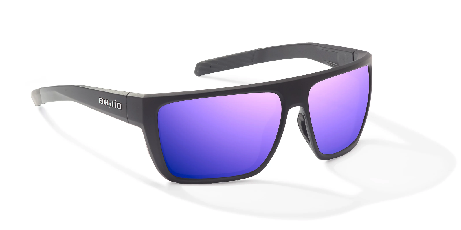 Bajio Zapata Polarized Sunglasses Matte Black Violet Mirror color