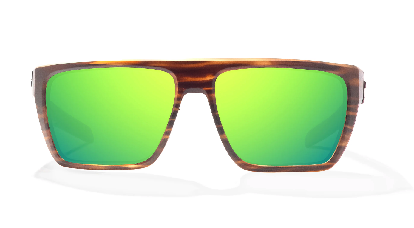 Front view of  Bajio Zapata Polarized Sunglasses Brown Grass Green Mirror