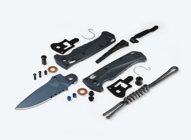 Blown apart view of Benchmade Mini Adira Serrated Folding Knife