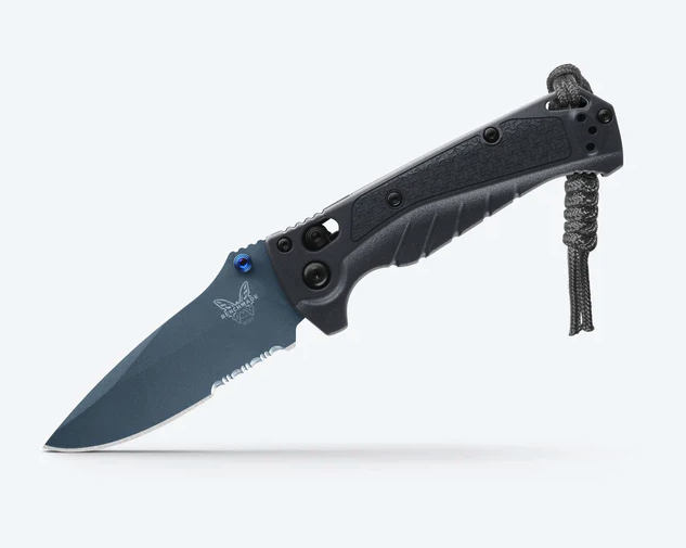 Benchmade Mini Adira Serrated Folding Knife tempest gray color