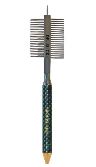 Dr. Slick Fly Tying Jumbo Carbon Fiber Handle Dubbing Comb w/ Material Pick fly tying tool
