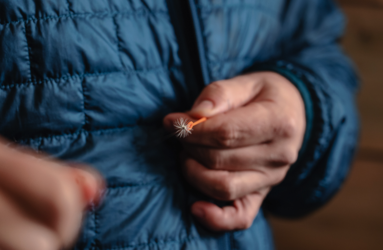 Man using the Fly Banjo Fly Drying Tool