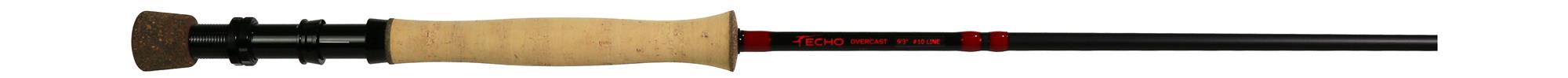 ECHO OverCast fly rod cork grip and custom reel seat, saltwater fly fishing rod handle detail with fighting butt