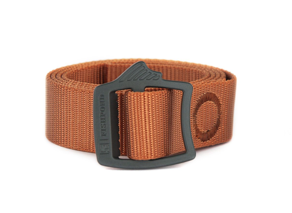 Fishpond Dorsal Fin Webbing Belt in burnt orange color