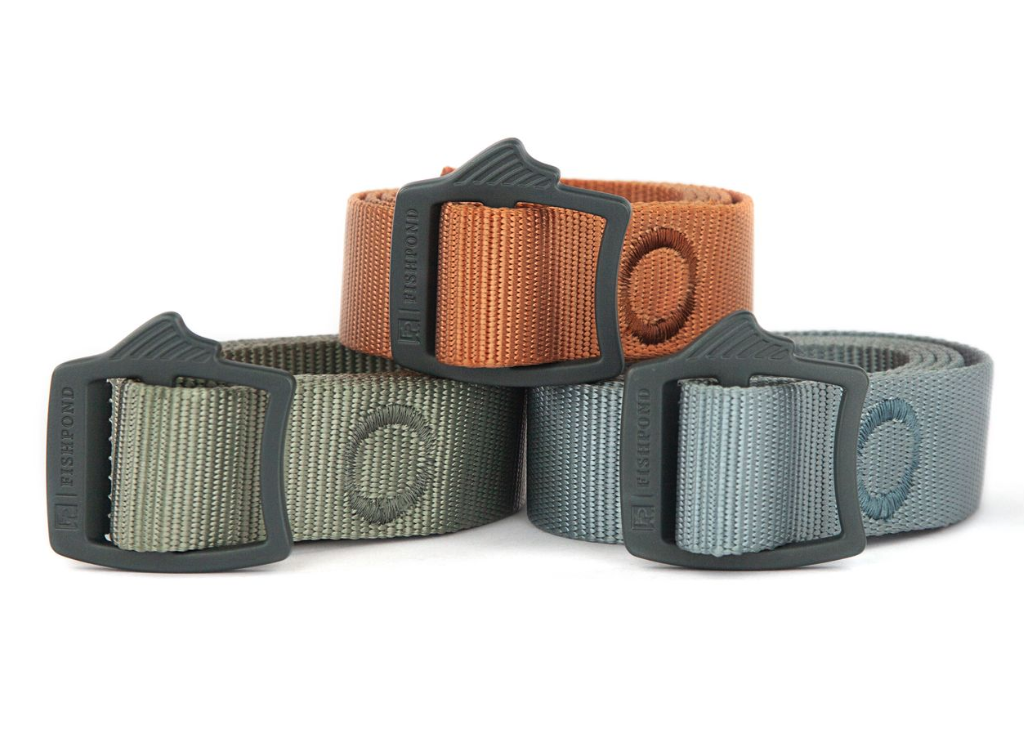 All 3 colors of Fishpond Dorsal Fin Webbing Belt together