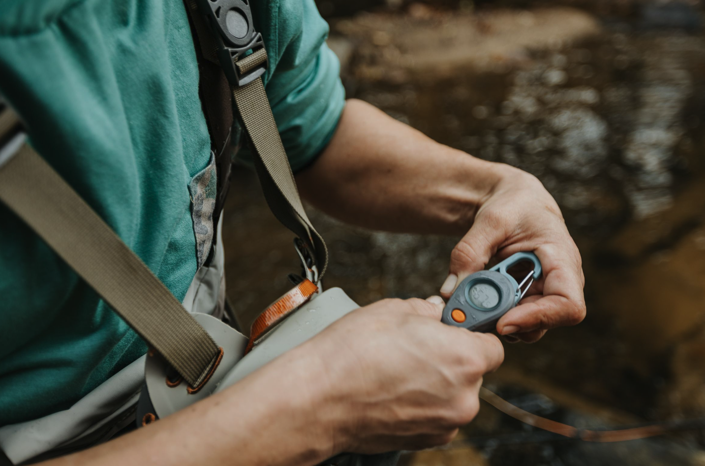 All anglers who fly fish trout should have a Fishpond Riverkeeper Digital Thermometer.