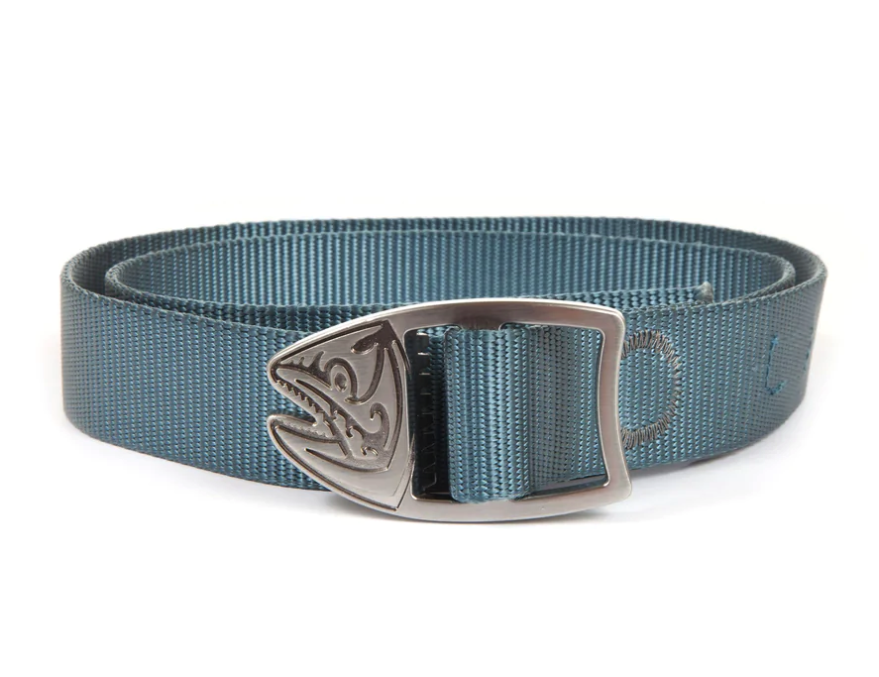 Functional outdoor belt designed for anglers, featuring a unique trout pattern.