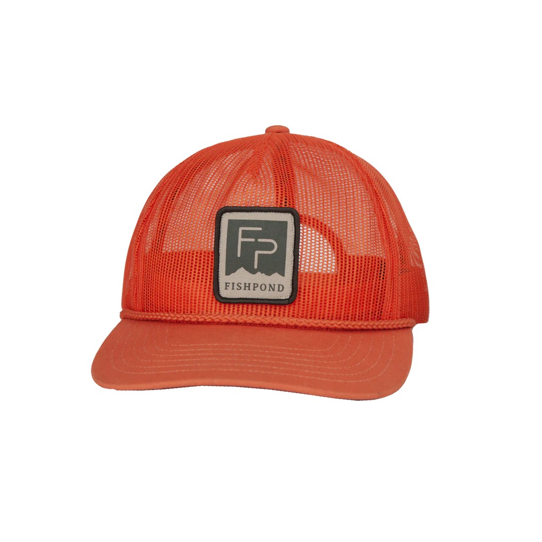 Lightweight breathable orange mesh hat with sandbar logo