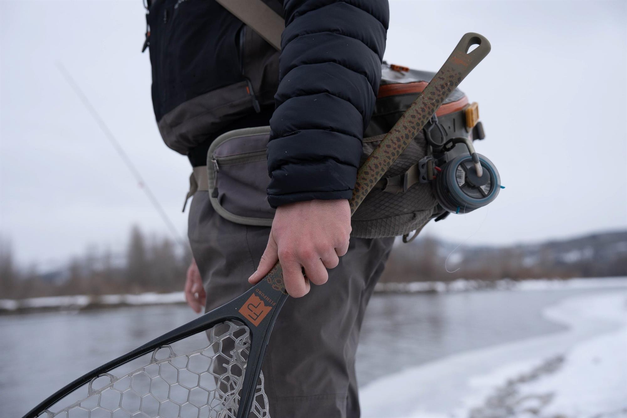 Fishpond Nomad Middle Fork trout landing net designed for walk-and-wade river fishing