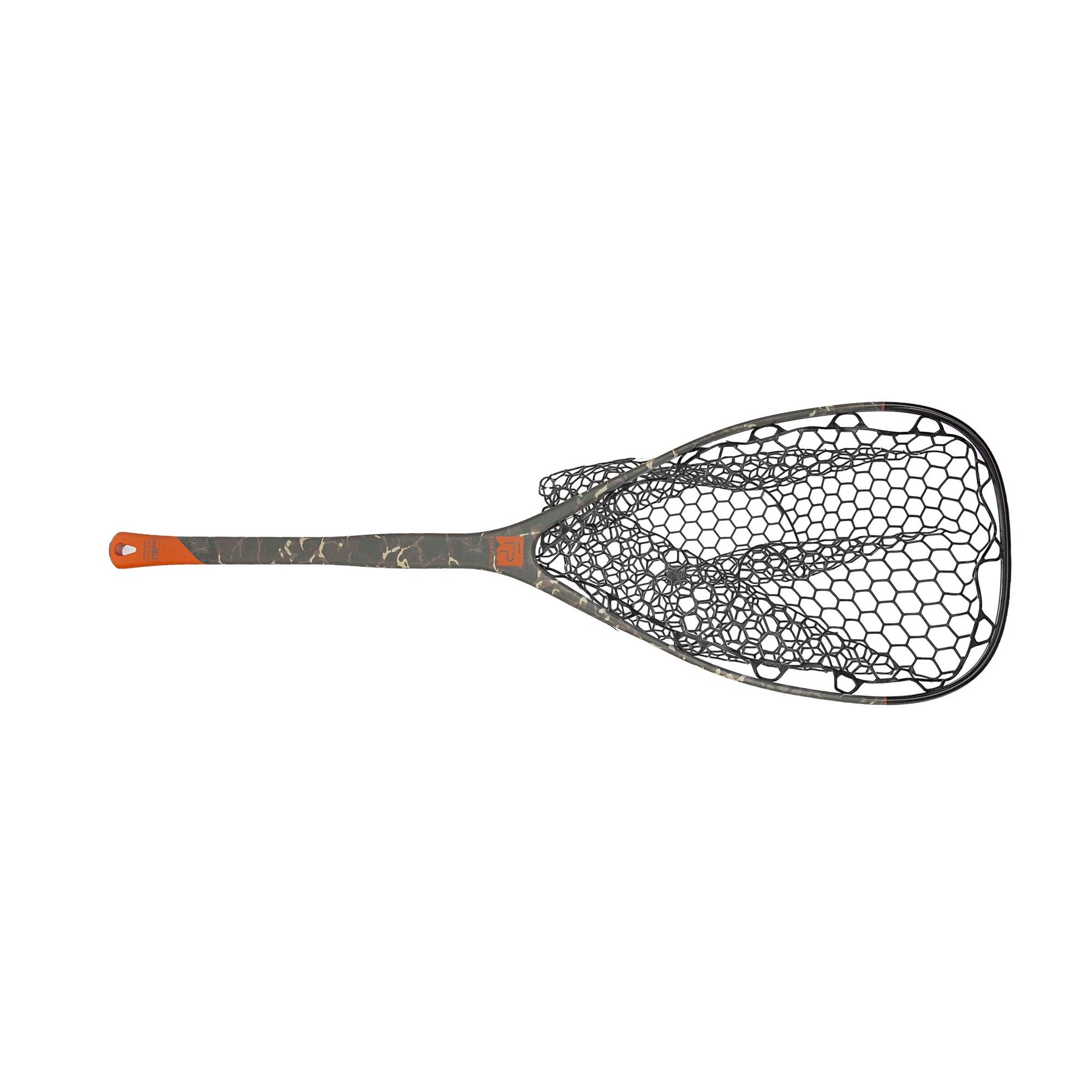 Shadowcast camo Fishpond Nomad Middle Fork 2.0 fly fishing landing net with rubber trout basket