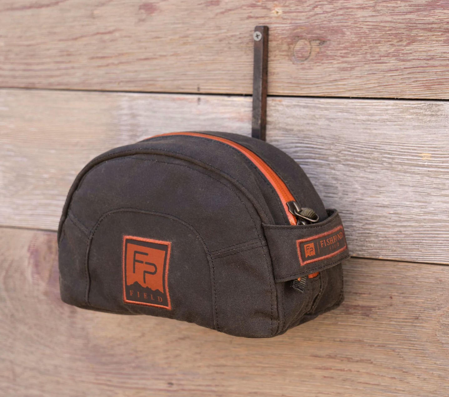 Fishpond Cabin Creek Toiletry Kit - organic cotton waxed canvas with dual interior pockets