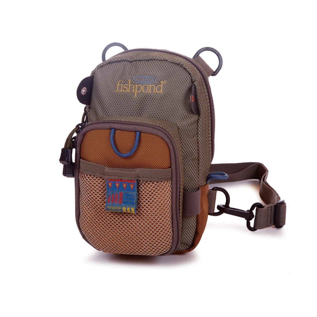 Lightweight chest pack with zippered main compartment for fly box storage