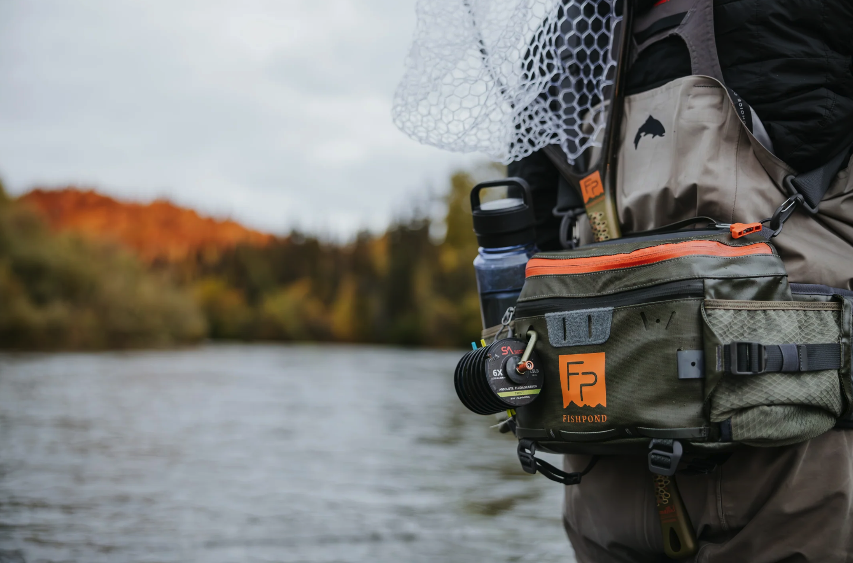 Water-resistant Fishpond Stormshadow Lumbar Pack with spacious interior for fishing tools