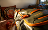 Buckle detail view of Fishpond Stormshadow Medium Rolling Duffel