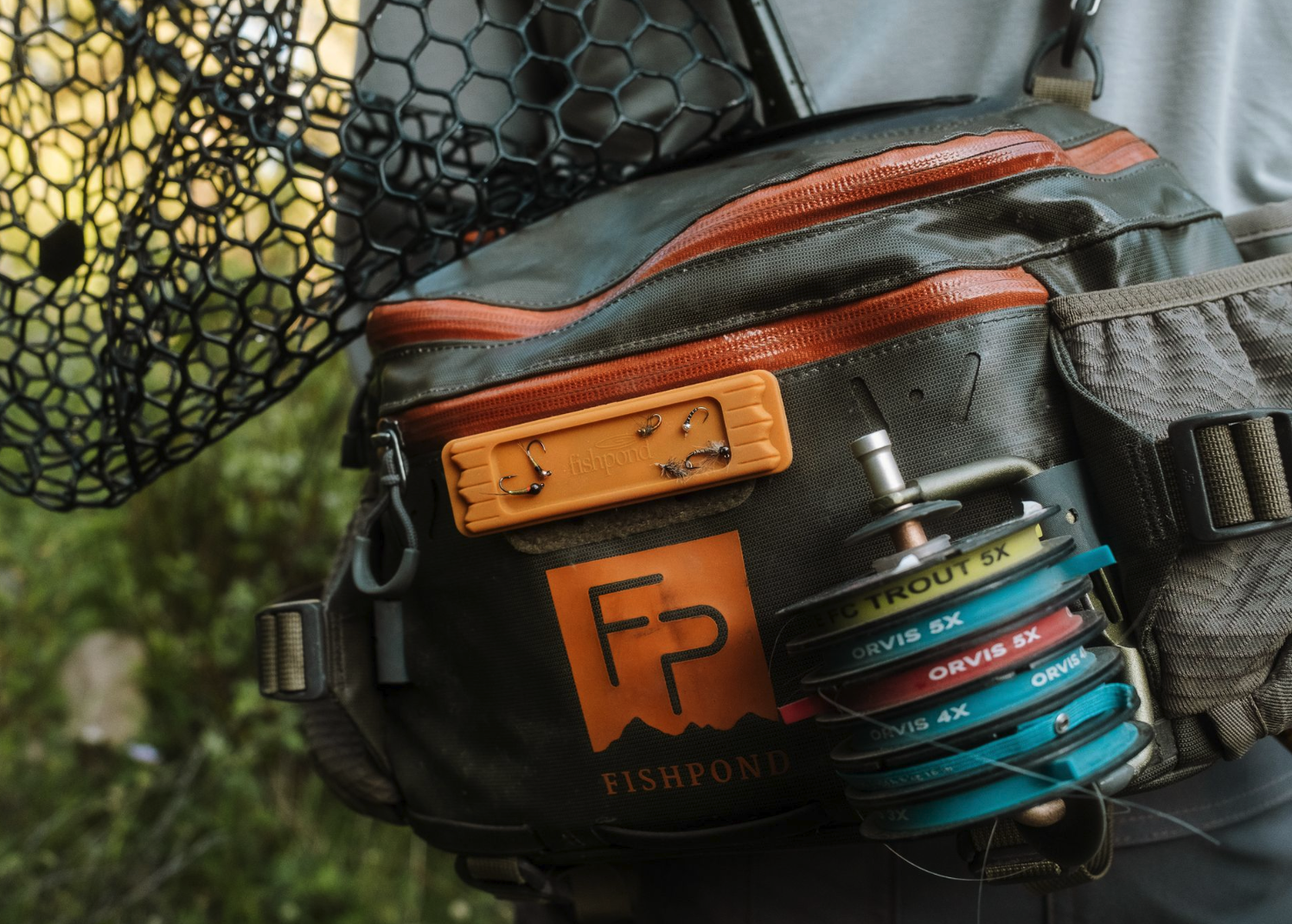 Fishpond Tacky Fly Dock MagPad Burnt Orange on hip pack