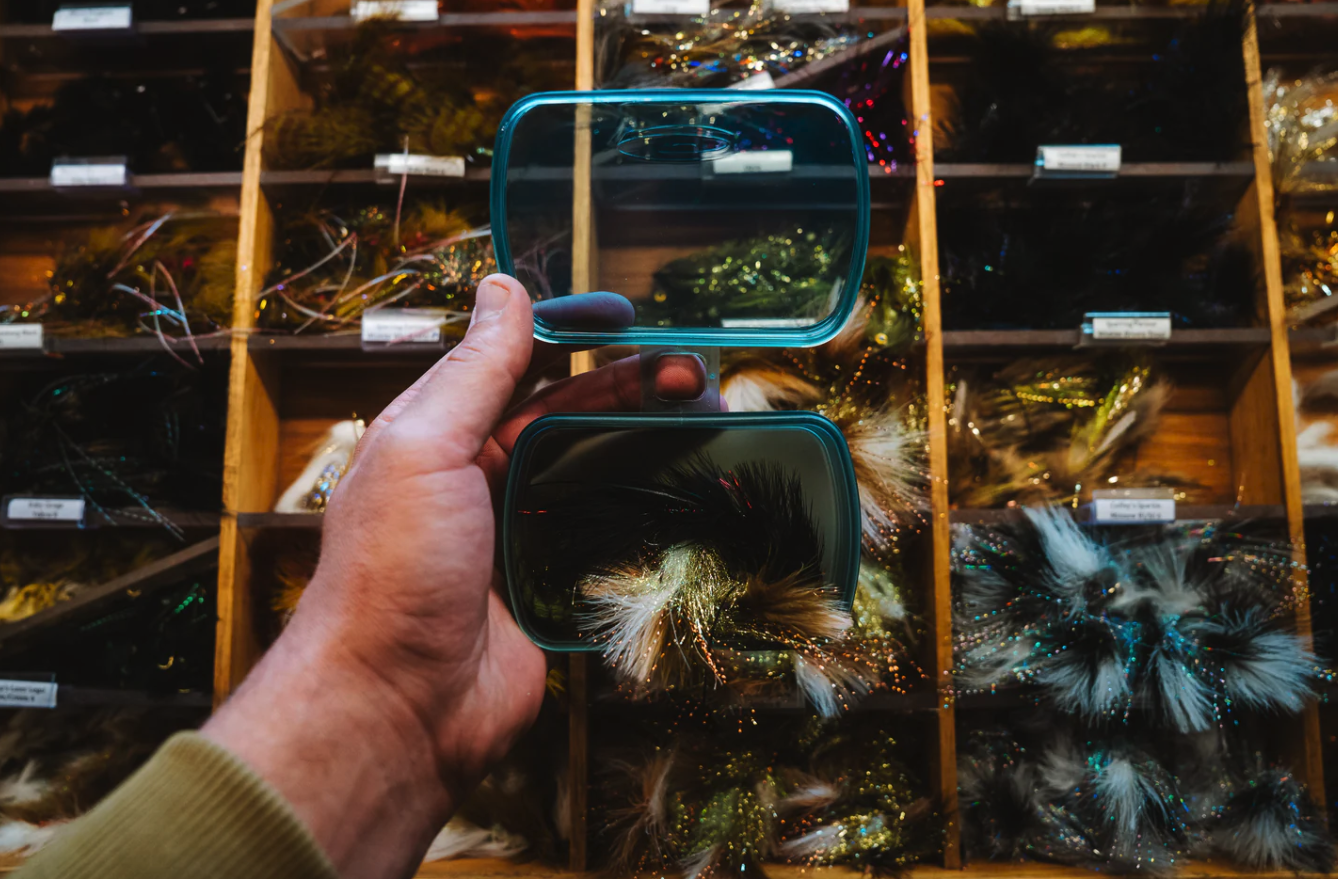 Fishpond Tacky Predator Fly Puck with trout streamers inside