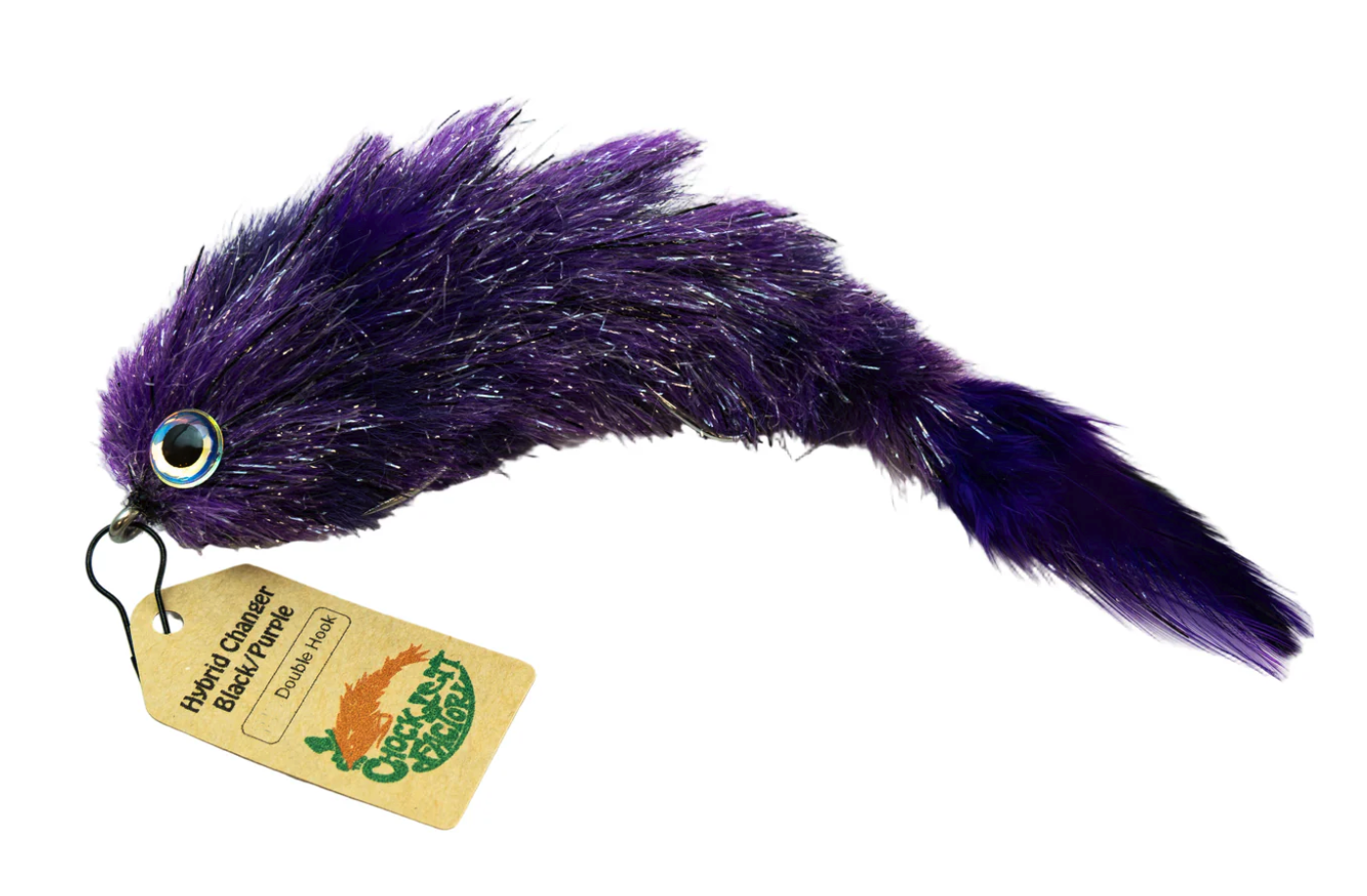 Side profile of  Chocklett Factory Hybrid Changer Fly Black Purple 4/0