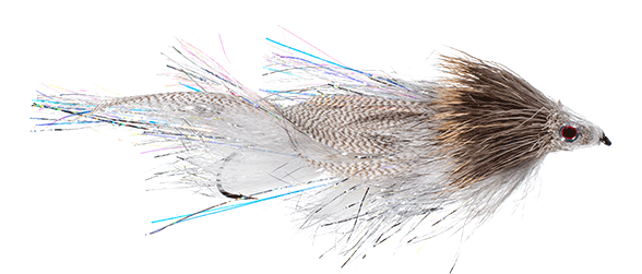 Lynch's Mini Drunk & Disorderly: an articulated fishing fly for bass and trout fly fishing.