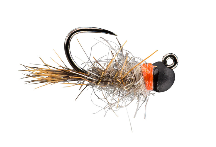 He Man Tungsten Nymph fly in natural color with matte black bead