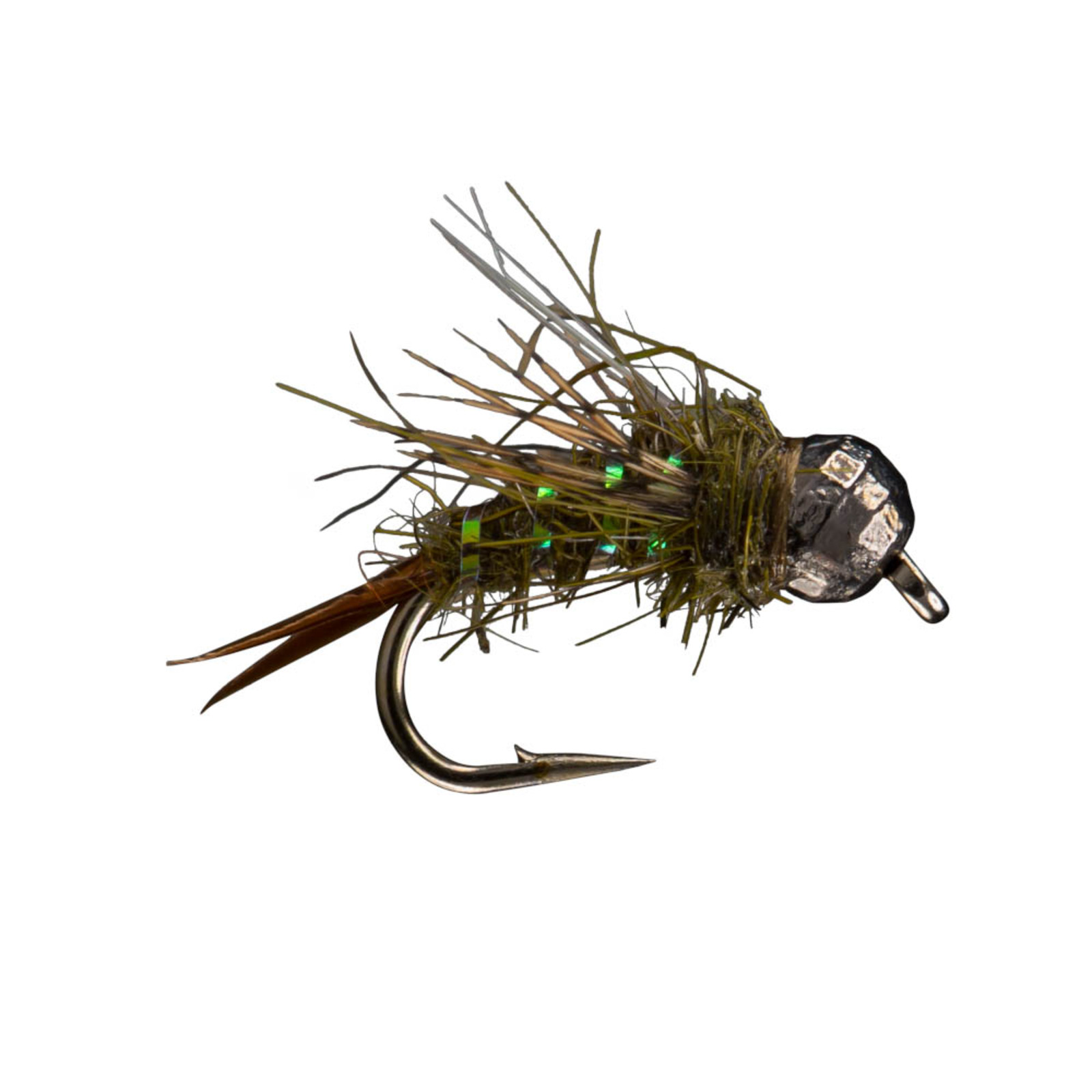 Olive tungsten nymph fly for rivers, creeks, and tailwaters