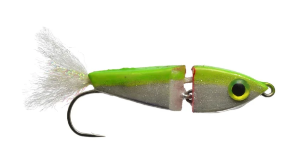Bisharat's Live Wire fly in chartreuse white color