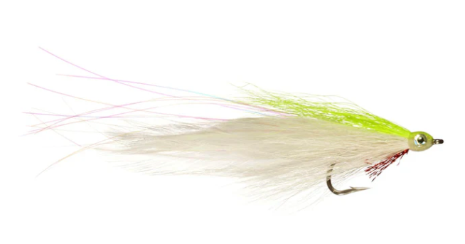 Lefty's Deceiver fishing fly in chartreuse and white color