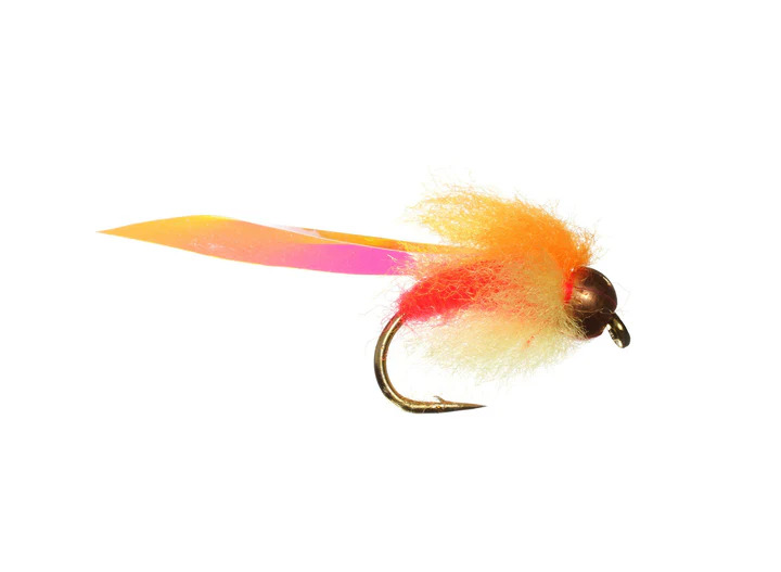 Orange and peach colored Walt's Samurai Spawn fly for trout and steelhead