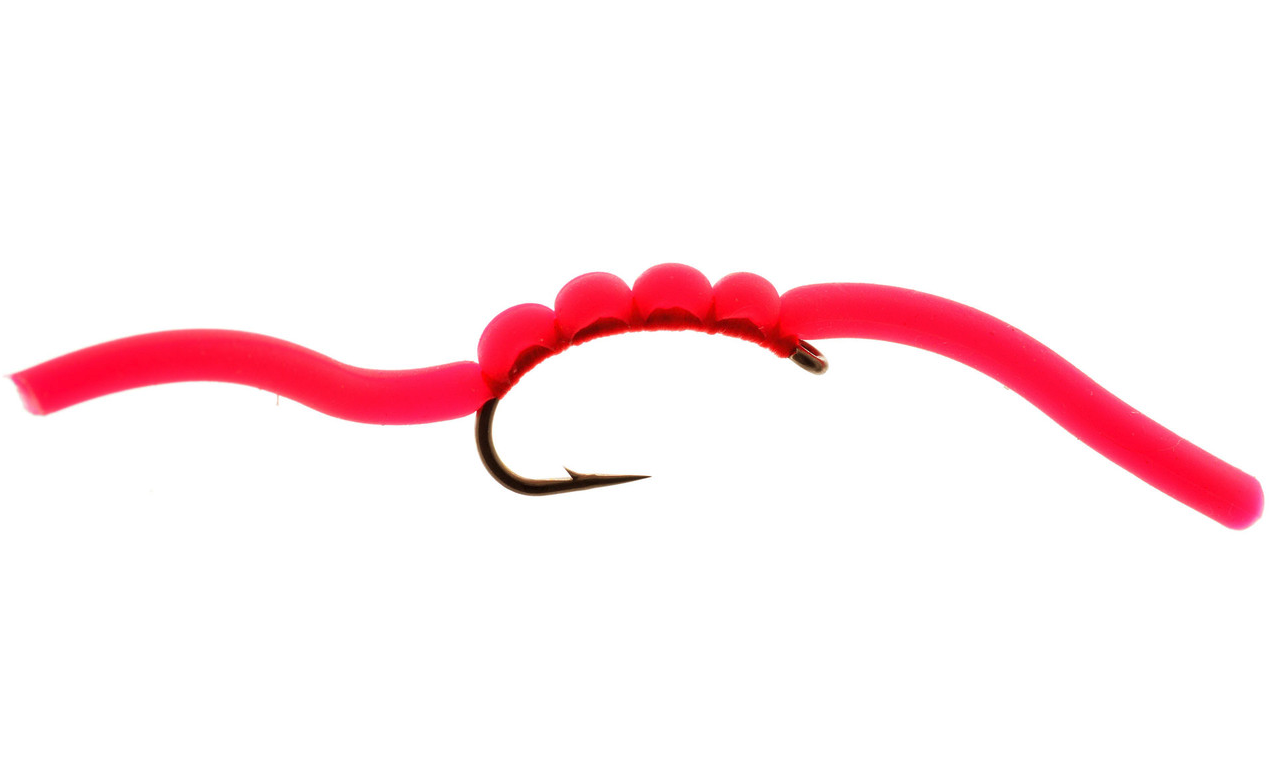Squirmy Wormie Fly in blood red color is a best panfish fly fishing fly or fly fishing fly for trout.