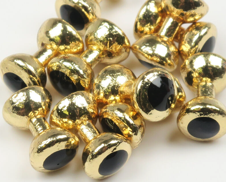 Brightly colored lead eyes for streamer flies, increasing sink rate and attraction.