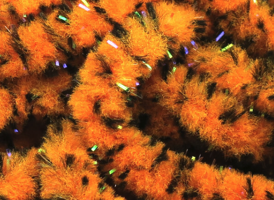Hareline UV Mottled Galaxy Mop Chenille Fl Orange