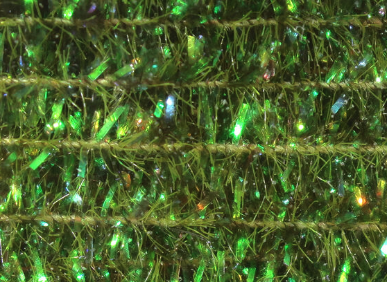 Streamlined dark olive tinsel chenille for natural-looking fly ties