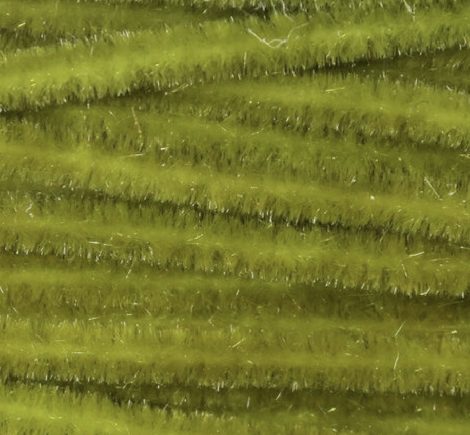 Durable olive synthetic chenille for lifelike nymph imitations available in store