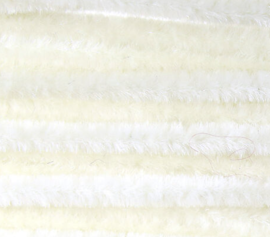 Premium white chenille for crafting baitfish-inspired fly patterns